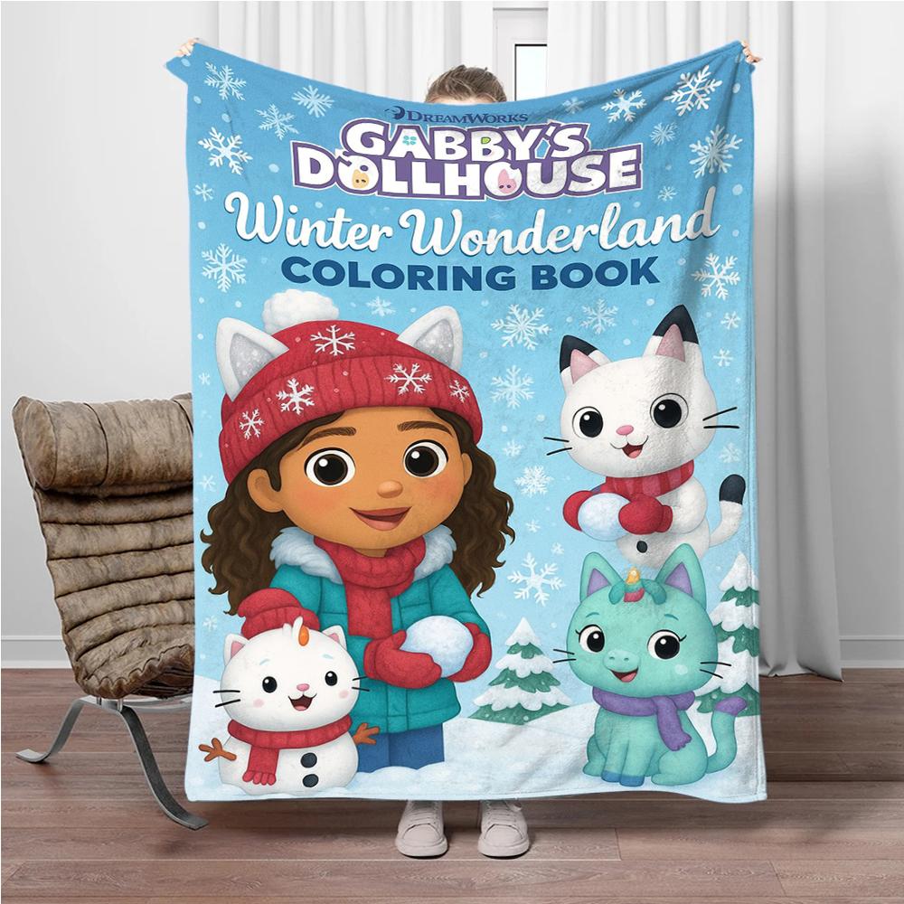 Cartoon G-Gabbys-Dollhouse Soft Flannel Blankets Keep Warm Throw Blanket Comfortable Blanket for Picnic Beds Sofa Home Bedroom