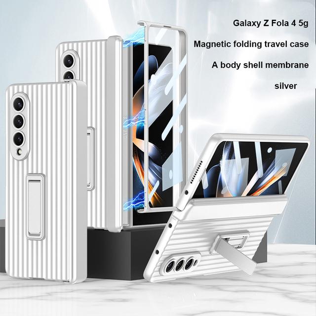 Чехол для Samsung Galaxy Z Fold 4 5g, магнитный шарнир, слот для ручки, подставка, жесткий чехол с защитным стеклом для экрана для Samsung Z Fold4