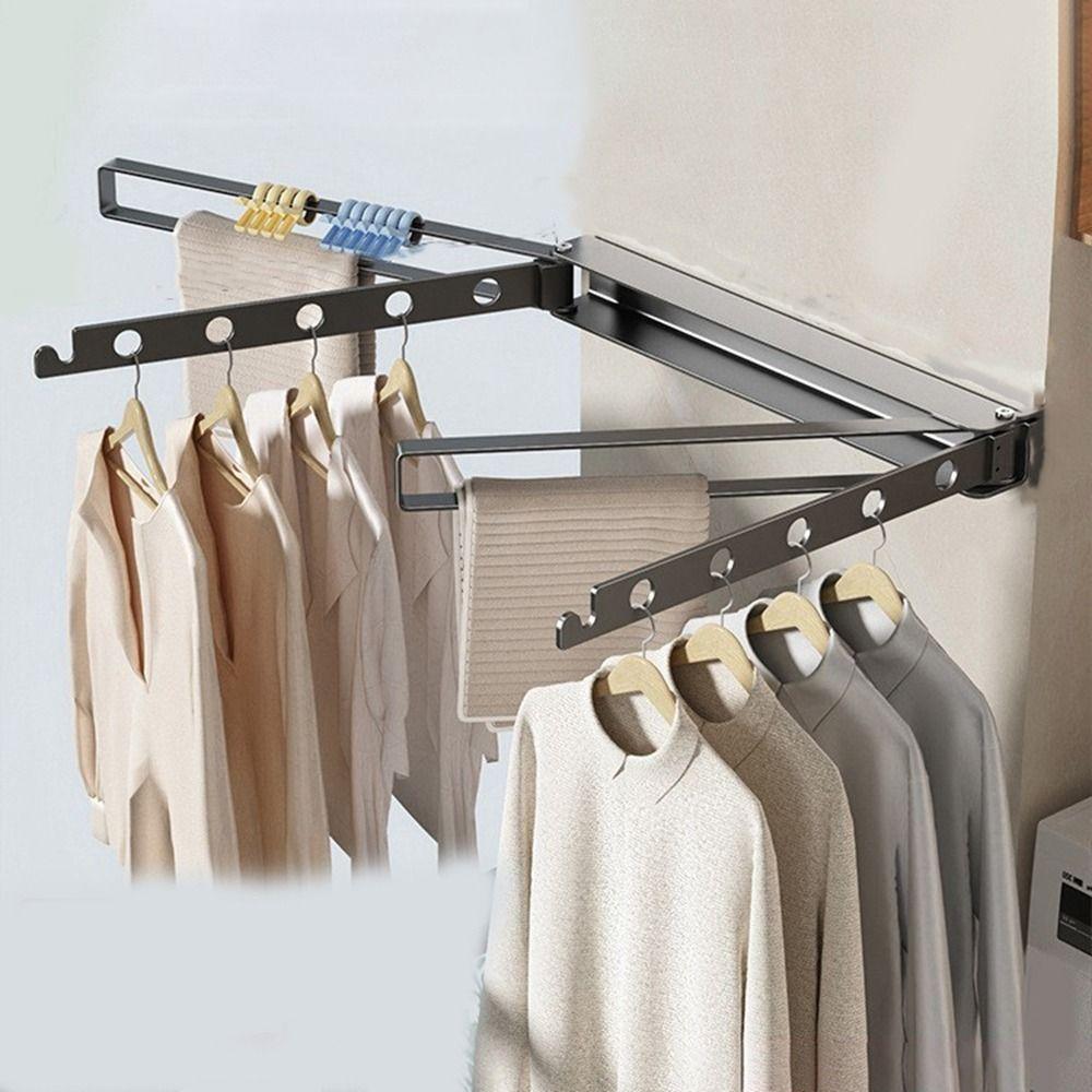 Pull Type Invisible Drying Racks No Hole Balcony Folding Drying Rack Clothing Drying Rack Indoor