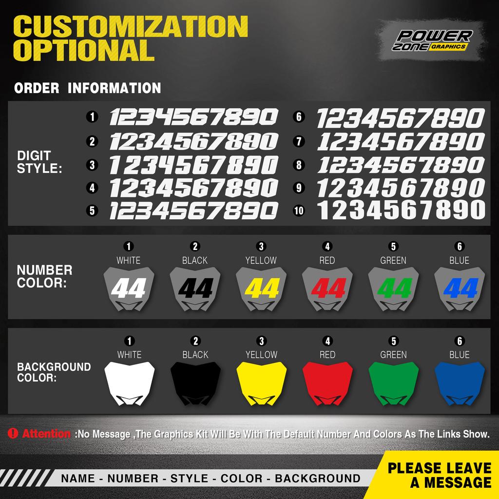 PowerZone Custom Team Motorcycle Graphic Decal Stickers Kit For SUZUKI RM250 2001-2012 RM125 250cc Name Number Custom
