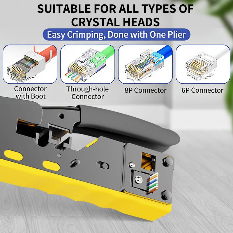 Проходной обжимной инструмент для кабеля Cat7 Cat6 Cat6A Cat5 Cat5E Инструмент для зачистки и обжима С 8P/6P Ethernet-коннекторами