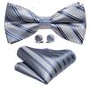 Barry.Wang Men Cravat Ties Jacquare Paisley/Floral/Striped Bow Tie Hanky Cufflinks Set Formal Casual