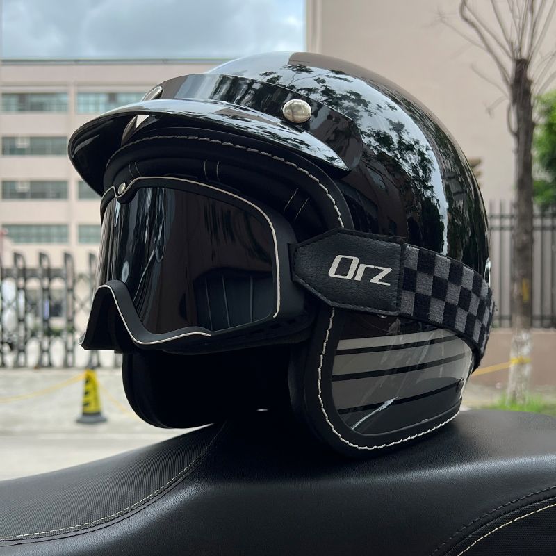 Retro Motorcycle Helmet Men's and Women's Electric Vehicle Scooter 3/4 Half Helmet