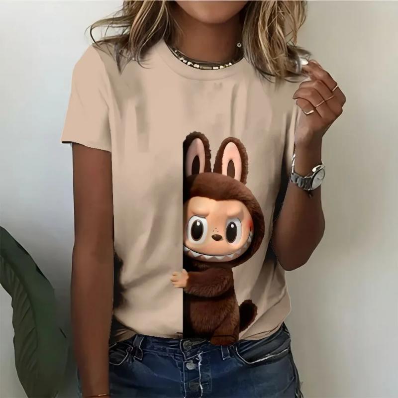 Fashion Women's Crew Neck T-Shirt 3D Color Printing Crew Neck Short Sleeve