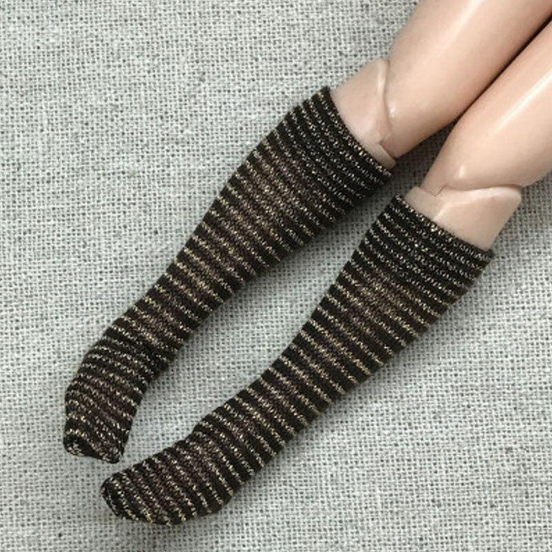 8 пар/лот кукольные носки, кукольные аксессуары, блестящие полосатые чулки для кукол Блайз, блестящие средние носки-трубы для куклы Барби 1:6