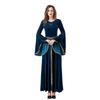 New Medieval Vintage Court Dress Noble Ball Suede Trumpet Sleeves Adult Stage Dress Up Performance Costumes