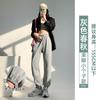Womens Fleece-Lined Joggers 2026 Warm Thick Cotton Pants High-Waisted Loose Fit Cropped Leg Petite Regular Height