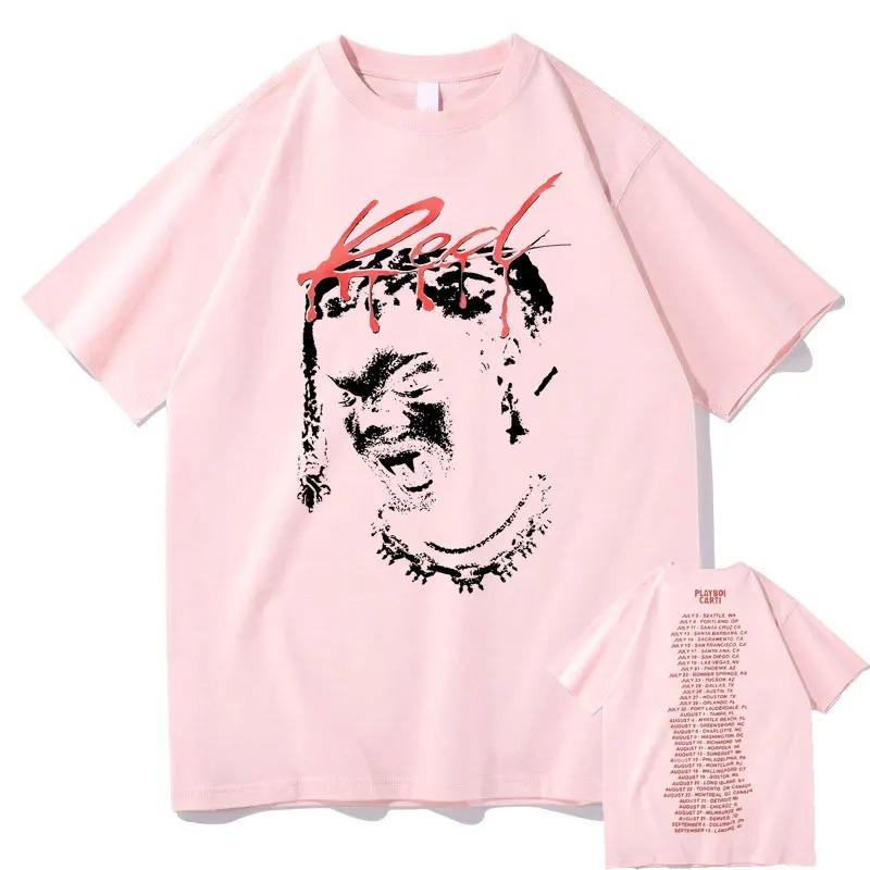 Rapper Playboi Carti New Album Whole Lotta Red Graphic Logo Tshirt Streetwear Mens Hip Hop T Shirt Men Women Fashion T-shirts