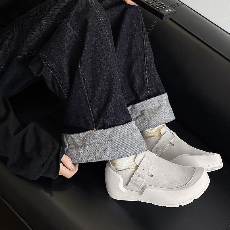 Высокоподошвенные увеличивающие рост Birkenstocks весенние новые уродливо-милые туфли с большой головой кожаные однотонные туфли повседневные кеды Doudou shoes