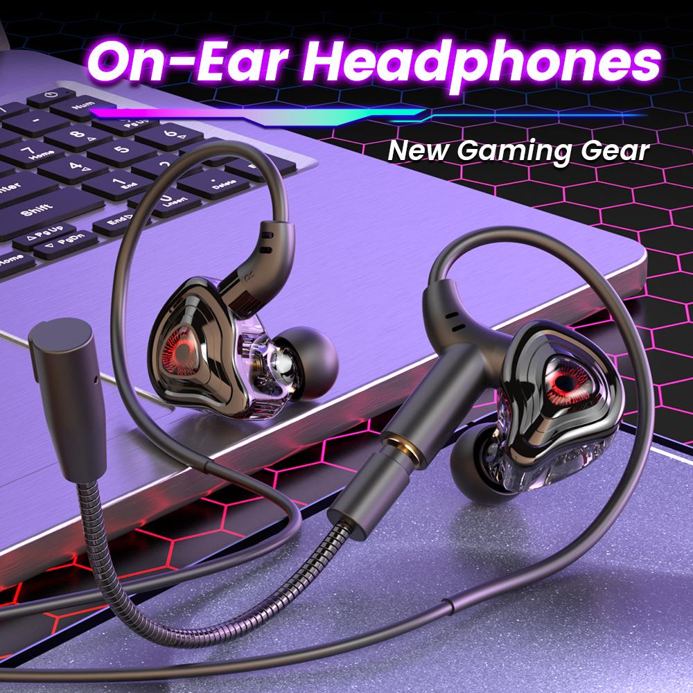 Игровые проводные наушники Type C 3.5мм Внутриканальные наушники Hi-Fi Стереогарнитуры Спортивные игровые наушники с HD микрофоном для телефона ноутбука