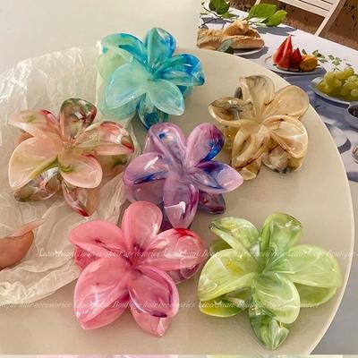 5 шт. Женские заколки для волос с цветком омбре 8 см, пластиковые шпильки, элегантные аксессуары для пучка и хвоста для повседневной вечеринки, милые зажимы для волос