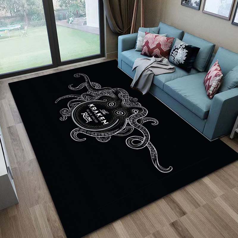 Пряный ром Kraken-Black Pattern Ковры Спальня Игровые коврики Декор спальни Ковер Ковер для гостиной Коврик для ползания Рождественский подарок Ковер