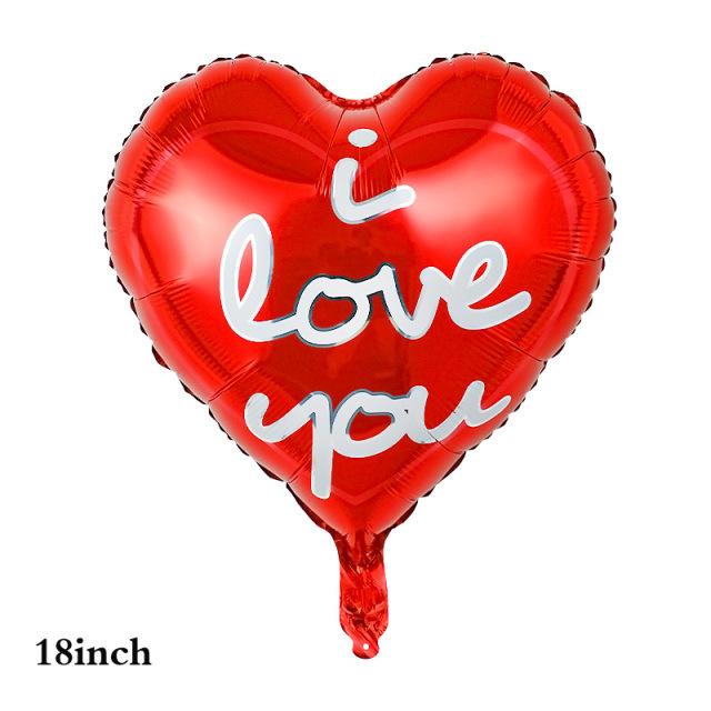 Qianshun Heart-shaped Aluminum Foil Balloons 18 Inch Silk Screen Printed I Love You Helium Wedding Valentine's Day Decoration
