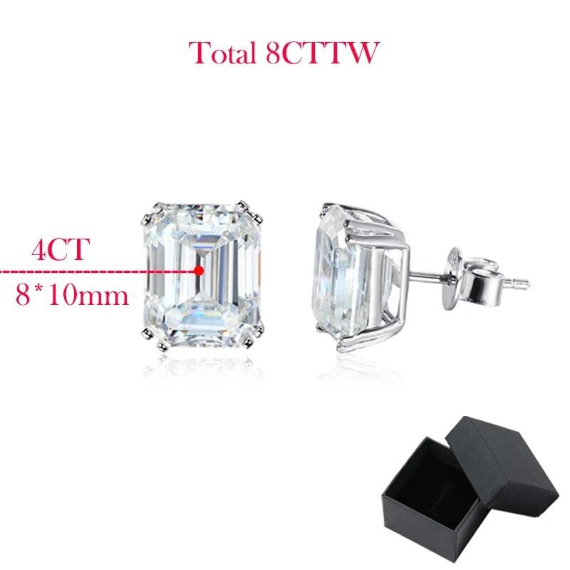 D Color 8CTTW D Color Certified Moissanite Studs Earring for Women 8*10mm Stone 100% S925 Sterling Silver Jewelry GRA