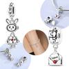 Original Jigsaw Heart Clip Pendant Rabbit Robot Charm Copper Bead Fit Bracelet Women Accessory Valentines Fine Gift Jewelry
