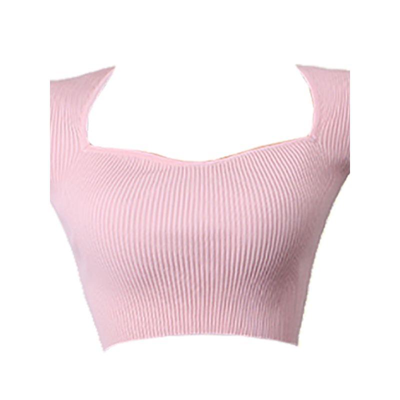 Sweetheart Sexy Short Sleeve Knitwear Summer Sexy Square Collar Crop Top Foreign Trade Original Order T-shirt