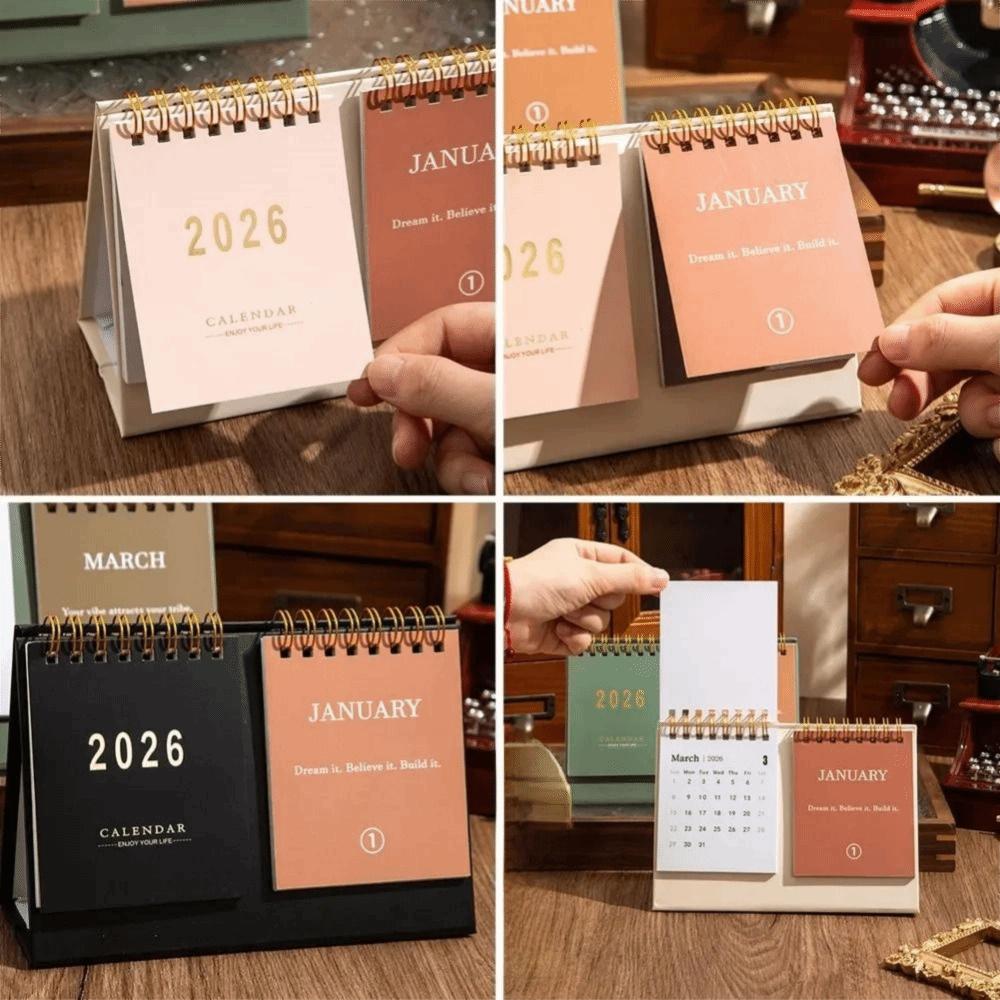 Minimalist Design 2026 Desktop Calendar Spiral Binding Memo Calendar Checklist Planner Office Use