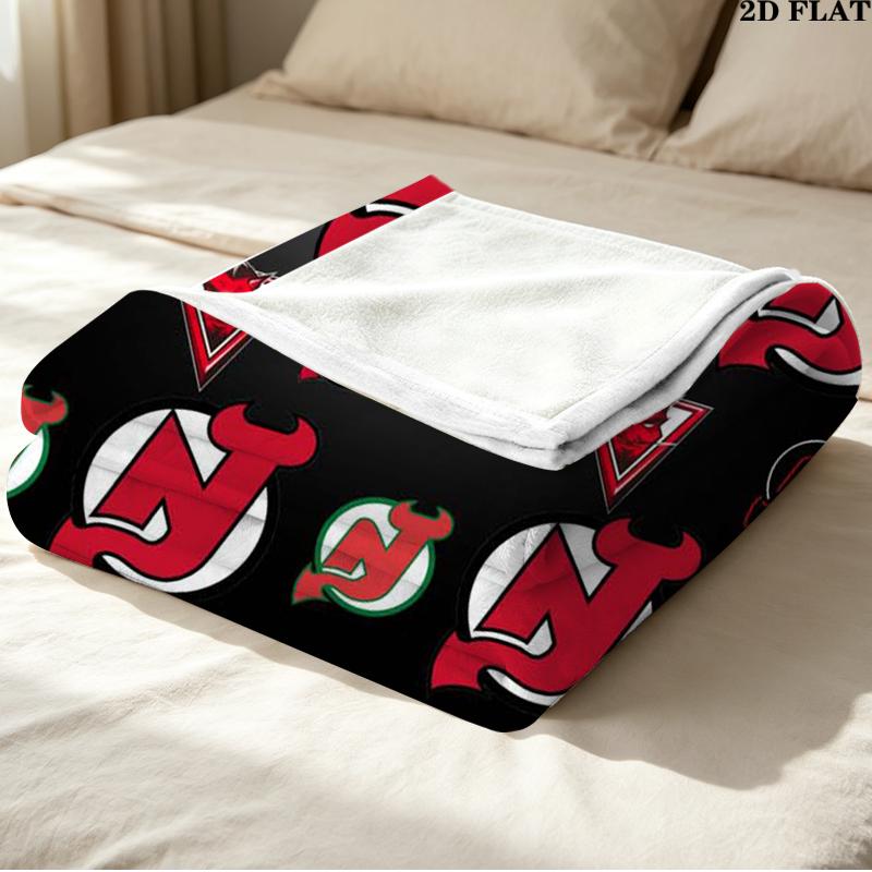 New Jersey Devils Print Flannel Blanket High Quality Warm Comfortable Cover for All Seasons Perfect for Gifts Home Decor