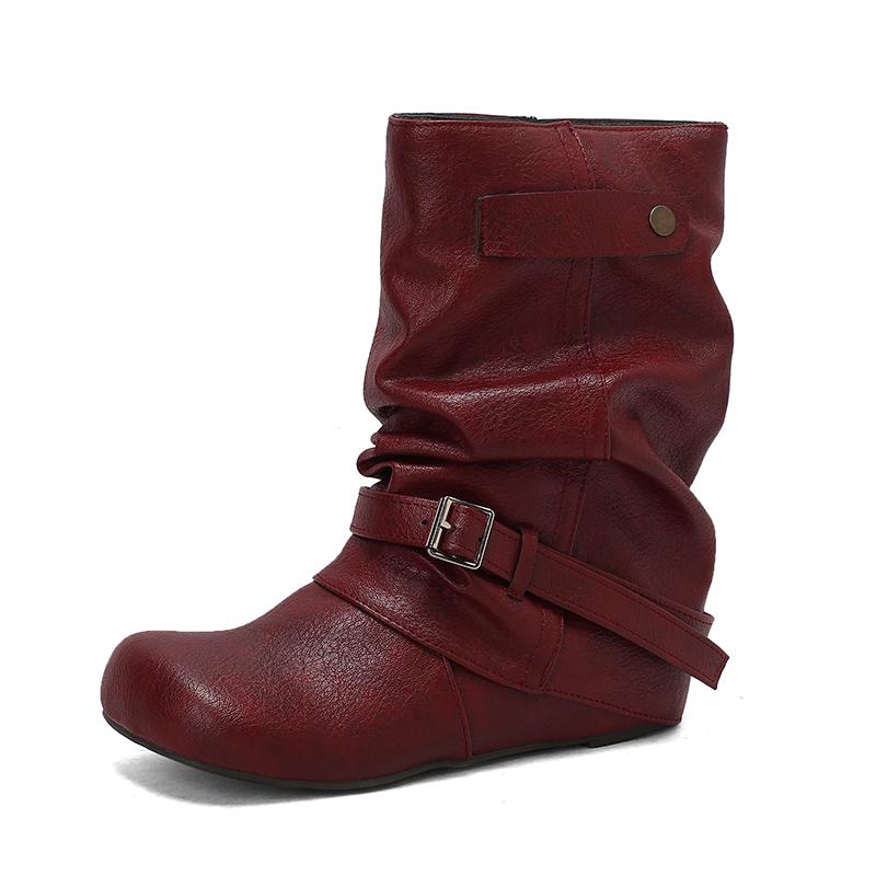 Модные ковбойские сапоги в западном стиле, модные, новые, удобные, с внутренней высотой, женские сапоги, трендовые, универсальные, на молнии, с пряжкой, женские короткие сапоги