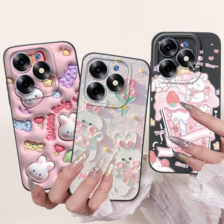 Чехол для Tecno Spark Go 2024 Tecno Spark 20c 20 Pop 8 Funda Эстетичный Мультяшный Панда Кролик Защита Камеры Матовый Мягкий Чехол