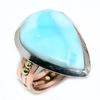 Двухцветное подарочное кольцо из чистого серебра 925 пробы с натуральным драгоценным камнем Ларимар S.9 N8w51
