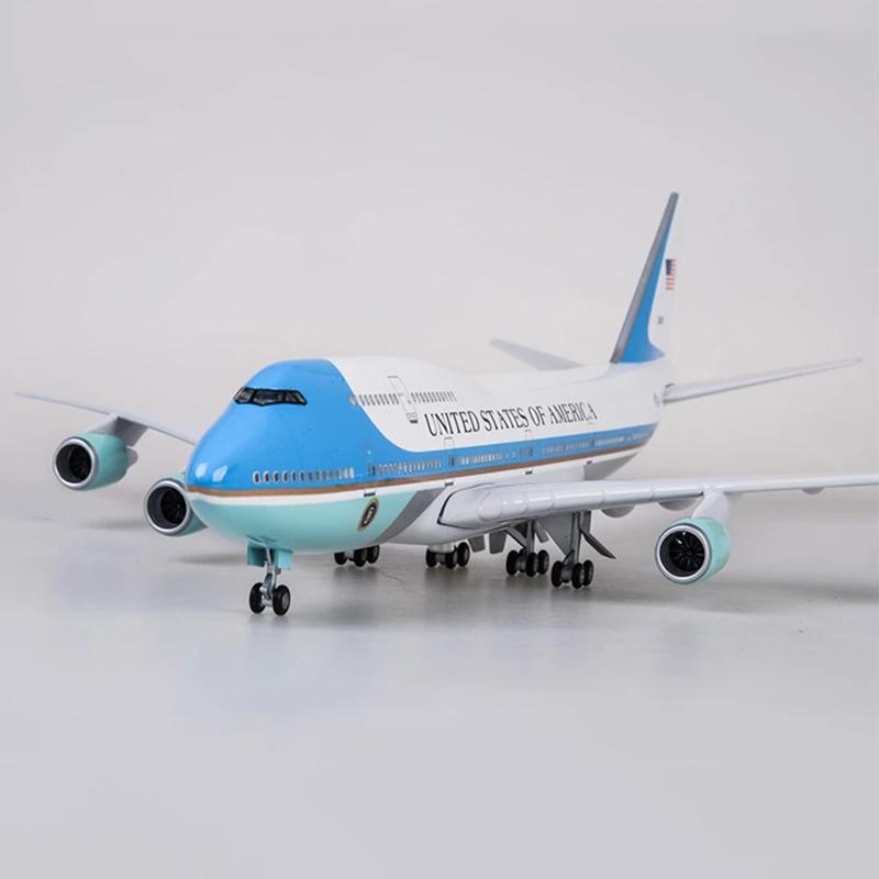 Украшение для дома самолет масштаб 1/150 47см Модель самолета B747 B747 Борт номер один Модель самолета с огнями и колесами посадка