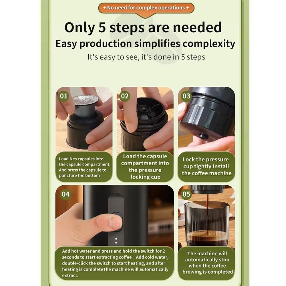 2-in-1 Portable Espresso Machine 20 Bar Travel Coffee Maker Convenient Electric Coffee Maker Car