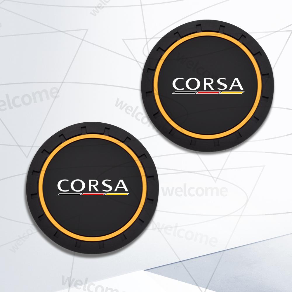 2pcs PVC For Opel Corsa Insignia LOGO OPC Line GTC Vauxhall Car Coaster Water Cup Anti-Slip Silicone Pads Interior Decoration