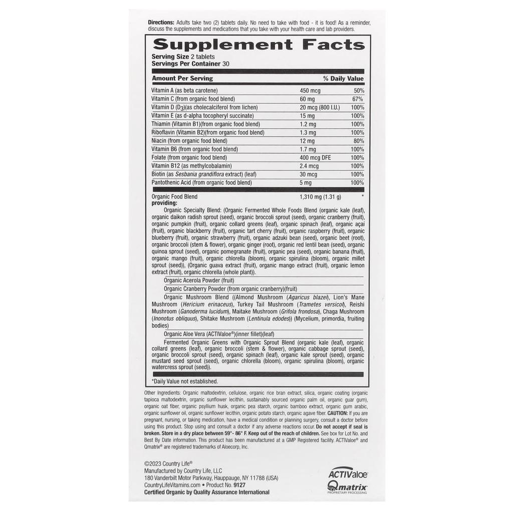 Realfood Organics, Women's Multivitamin, 60 Easy-to-Swallow Tablets