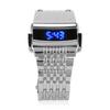 Alloy Watch LED Digital Display Quick Release Fashionable Men Watch for Daily Business Silver Blue