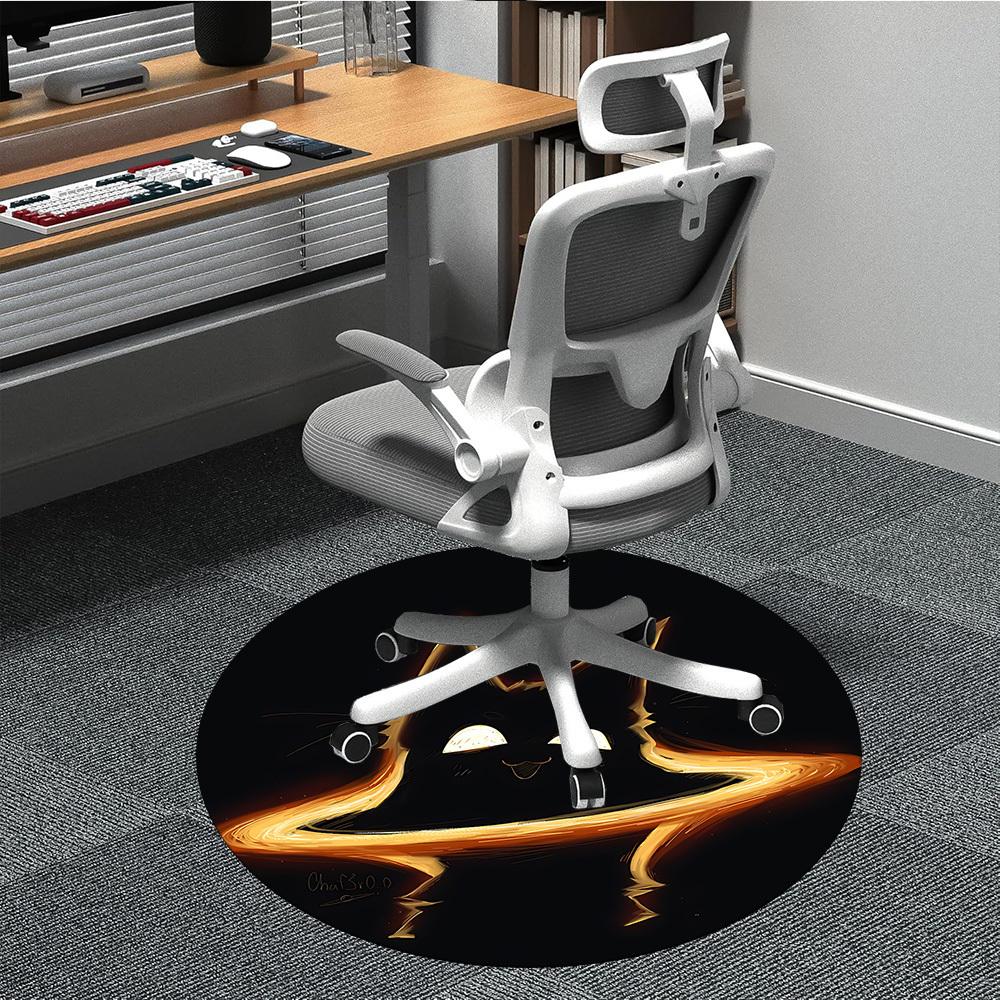 1pc FlameKitty Office Round Area Rug, Mat Suitable For Office, Under Office Chairs Bedroom Living Room Home Decor, Room Deco
