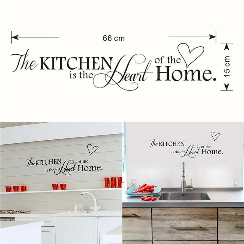 Kitchen Is The Heart Of Home Wall Stickers Quote Removable Tile Wall Decals Diy
