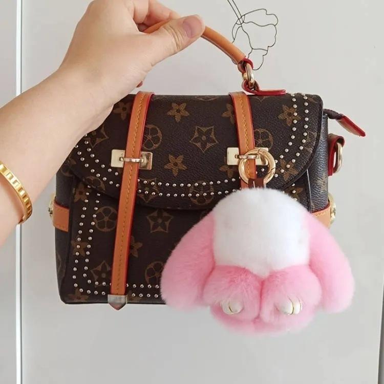 10CM Mini Fluffy Real Fur Pompon Bunny Women Girls Cute Plush Rabbit On Bag Jewelry Wedding Party Toy Kid Gift Bag Charm