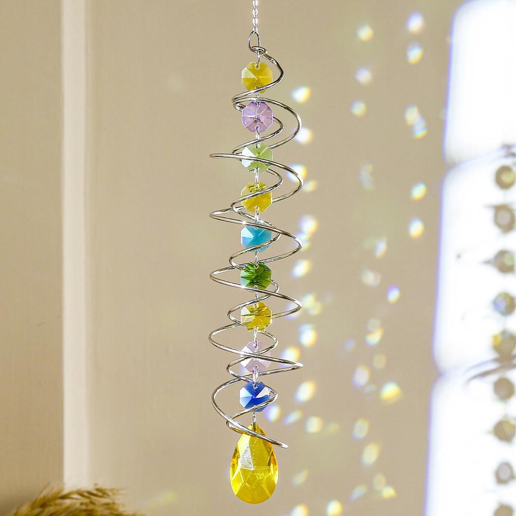 Cross-Border 3D Gazing Ball Spiral Wind Chime with Water Drop Love Crystal Sun Catcher Rainbow Decoration