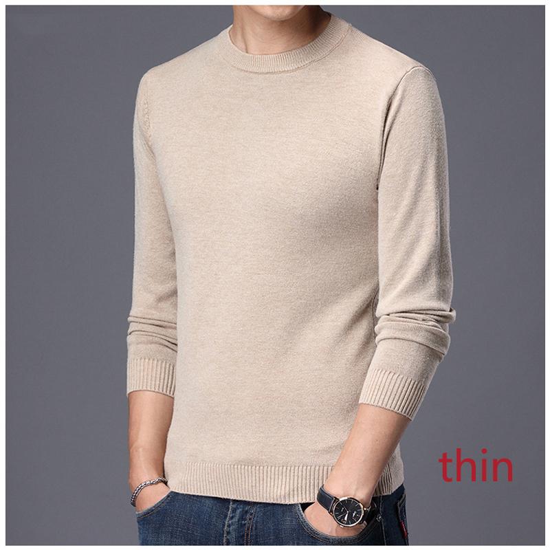 Мужской свитер с круглым вырезом, осень-зима, большой размер, свободный, сохраняющий тепло, свитер с длинными рукавами, вязаный свитер с черной нитью