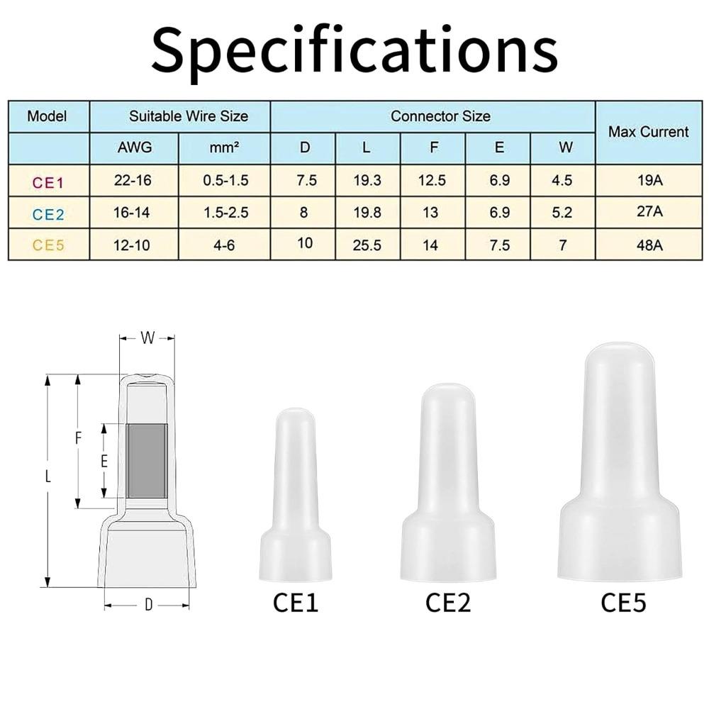 250 Pcs 12-10GA Closed End Wire Connector 16-14 Insulated Terminal Cable Terminals Crimp Terminal
