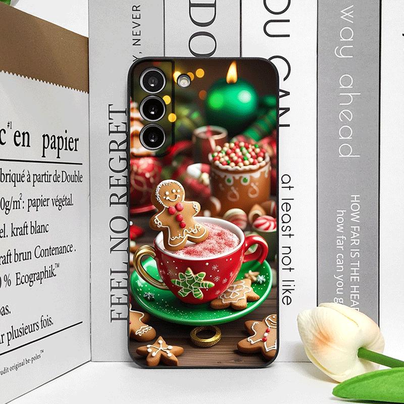 Рождественский чехол для телефона с рисунком чашки горячего кофе для Samsung Galaxy S25 S24+ S23 Ultra S22 Plus S21 FE M53 M55 Мягкий чехол