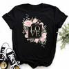 Women's T-shirt Floral Love 3D Printed T-shirt 90s Women's Fashion Clothing Cartoon Short Sleeved Women's T-shirt Valentine's Day T-shirt