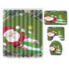 Christmas Shower Curtain Floor Mat Combination Four-Piece Set Bathroom Toilet Carpet Shower Room Mat Foot Mat