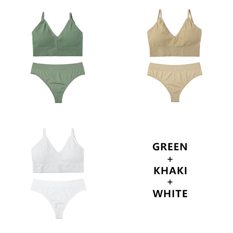 CINOON 3Pcs/Lot Women Bra Set Sexy Seamless Thong Low Waist Panties Wire Free Bra Bralette Lingerie Brassiere Female Underwear Set