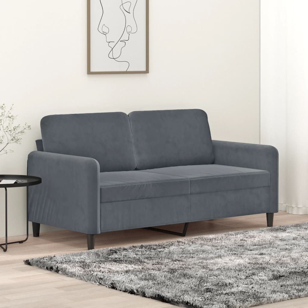 Vidaxl Sofa 2-Osobowa, Ciemnoszary, 140 Cm, Tapicerowana Aksamitem