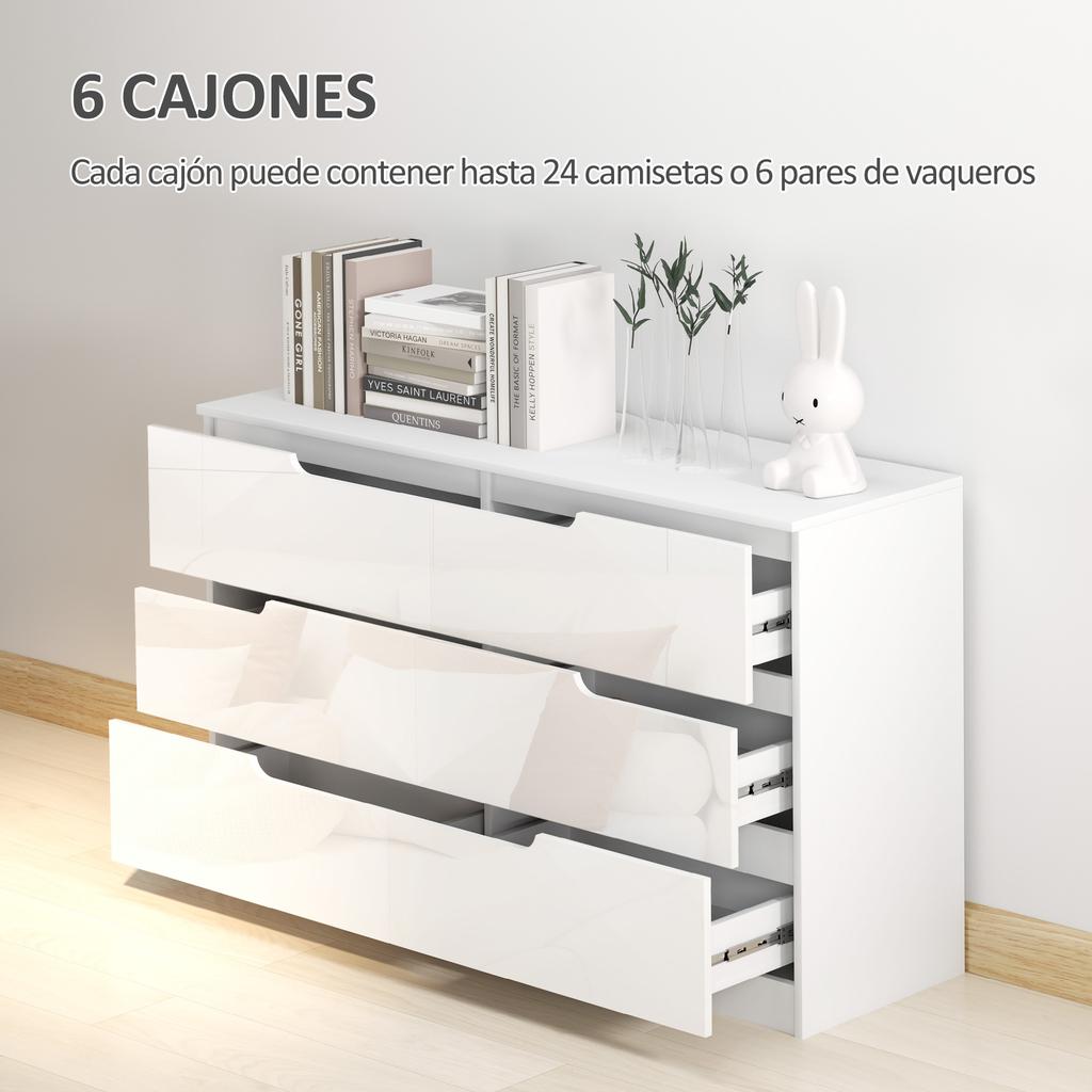 Comfortable With 6 Drawers Bedroom Dresser Modern With Anti Tip Chest Of Drawers For Living Room Hallway 120x40x75 Cm