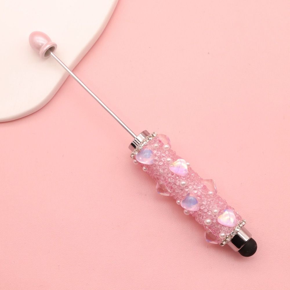 1pc DIY Beadable Beadable Pen Heart Diamond Ballpoint Pen Aesthetic Writing Tool  Students