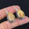 925 Sterling Silver Oval Natural Picture Jasper Ethnic Vintage Dangling Earrings