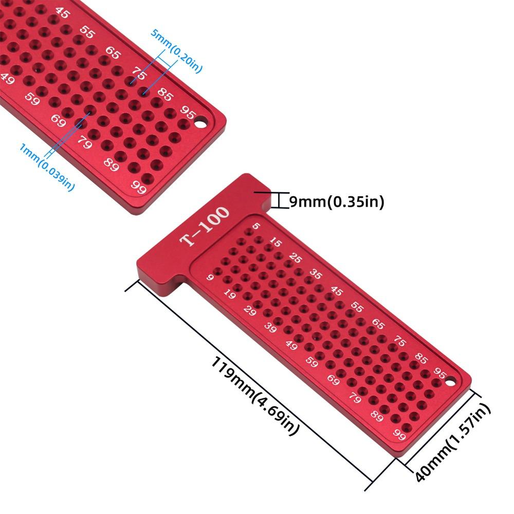 100mm Metric Scale T-Type Ruler Easy Writing Woodworking Square Carpenter Use