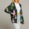 Женский модный кардиган с длинным рукавом, V-образным вырезом, на пуговицах, свободного кроя, с рождественским принтом
