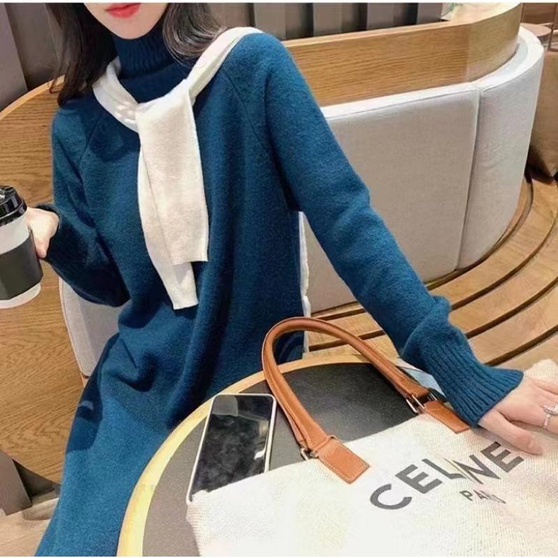 DAFIFY Женская мода повседневная осень-зима однотонный принт длинный рукав полуводолазка свитера