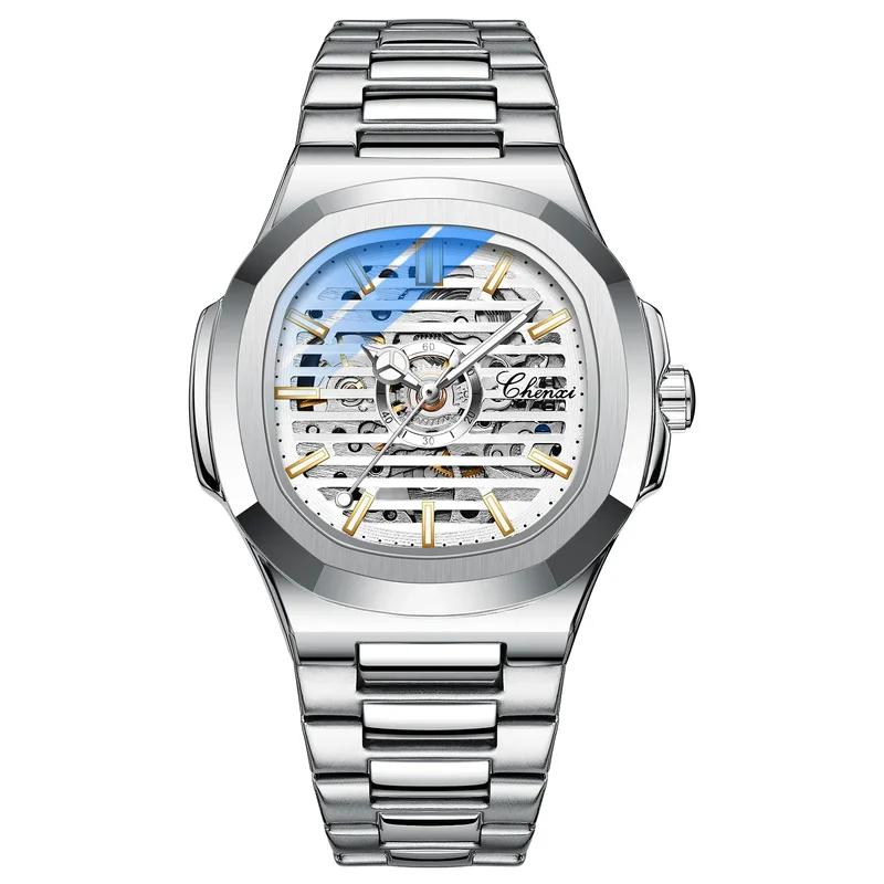 Chenxi Автоматические механические часы мужские часы лучший люксовый бренд скелетон полые часы водонепроницаемые светящиеся наручные часы