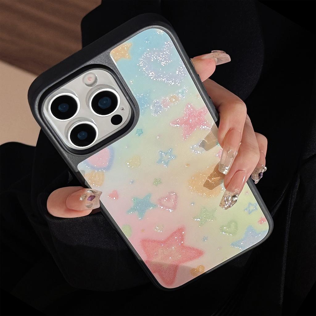 Glazed Sand Suitable for Apple 15 Promax Mobile Phone Case Iphone16 Dream Color Stars 12 Acrylic 13 Hard 14