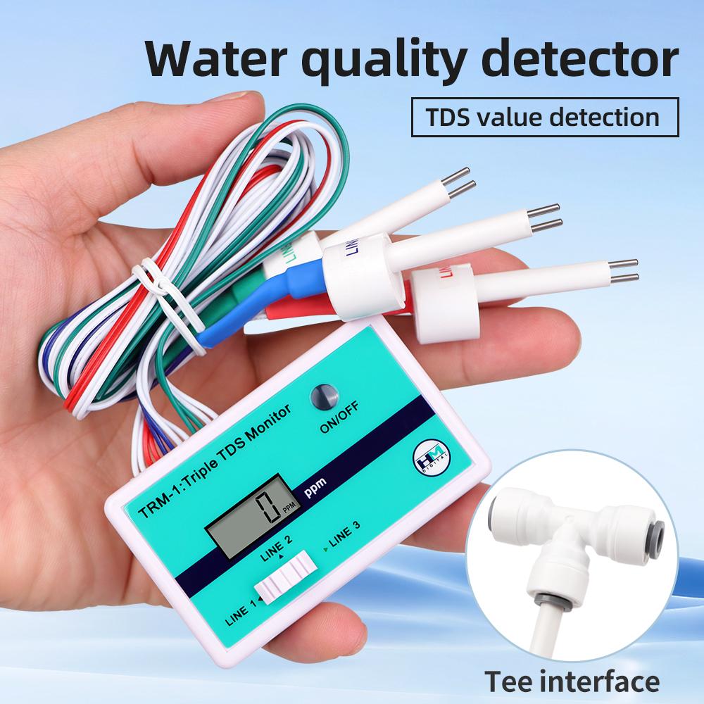 Монитор TDS Тройной TDS-метр PPM Тестер качества воды 0-9990 PPM для аквариумов, гидропоники, питьевой воды, 3/1 зонд (опционально)